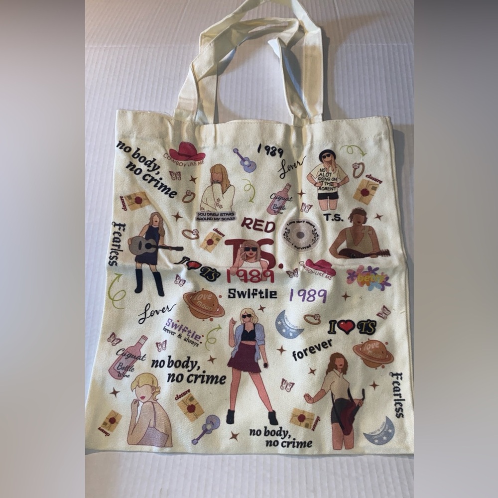 Trendy Graphic Cream Tote Bag - Picture 1 of 5